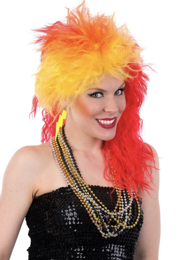 Cyndi Lauper Inspired Womens 1980s Crimped Costume Wig